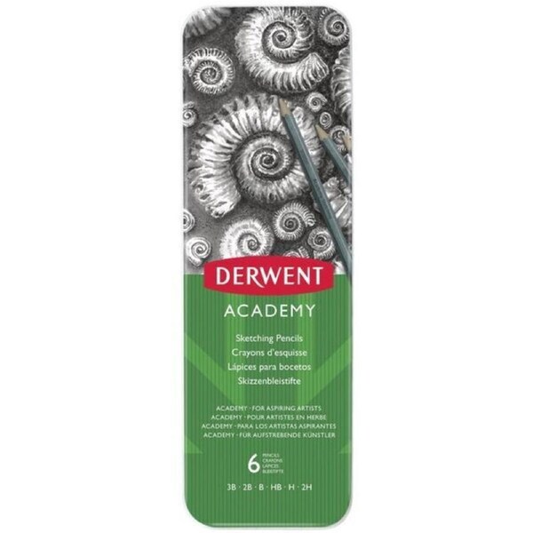Derwent Academy Sketching Pencils 3B to 2H Tin of 6