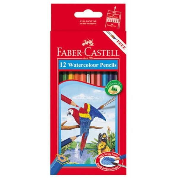 Faber-Castell Colouring Pencils 12 Watercolour Pencils + 1 Brush
