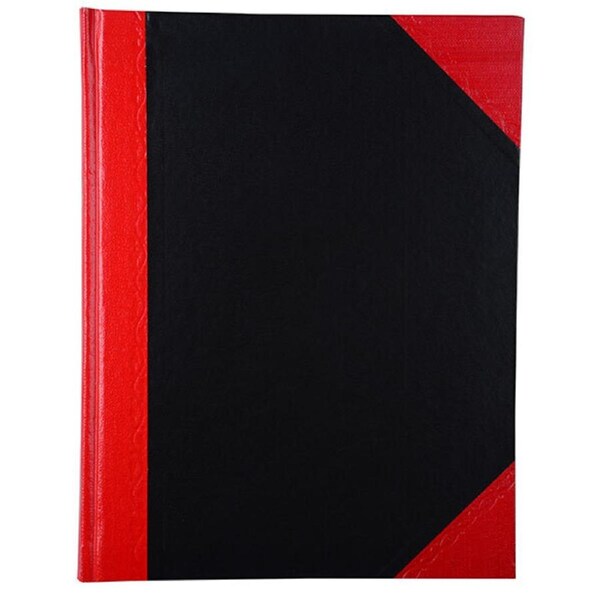 Cumberland Notebook A5 100 Leaf Ruled Red & Black Hard Cover Embossed Stitching FC6210