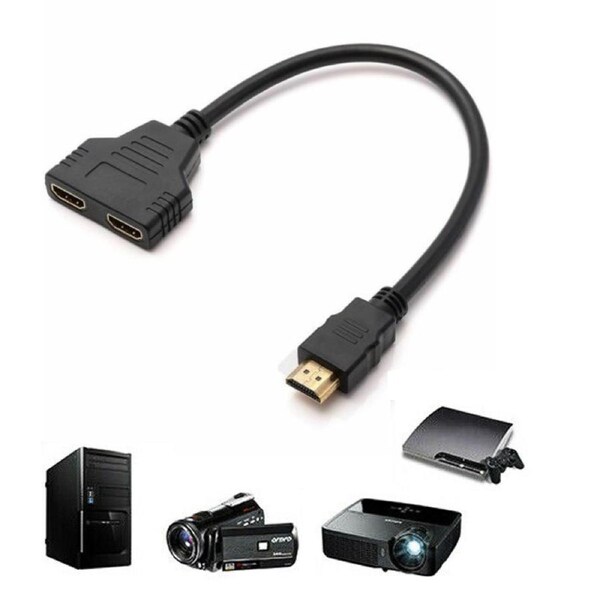 1080P 1 to 2 HDMI Splitter Auto Split Cable Double Signal Adapter Convertor