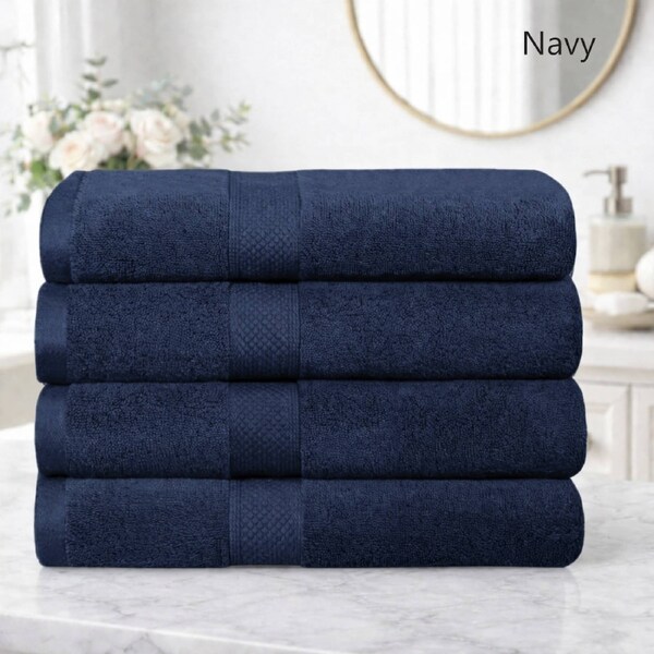 LINENOVA Luxury 100% Cotton Bath Towel Set 650 GSM Towel Pack Navy ...