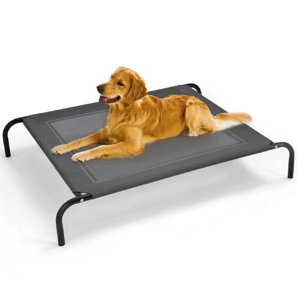 Costway 130x90x20cm Large Elevated Dog Bed Puppy Pet Trampoline Hammock Steel Frame Raised Beds 70kg Load Capacity Indoor Outdoor