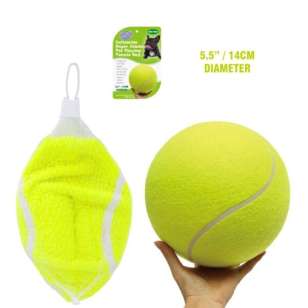 2 x Jumbo 14CM Pet Dog Tennis Playing Ball Sports Air Inflatable Chew Toy