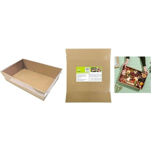 10 x Catering Grazing Boxes Tray Window Lid Disposable Takeaway Paper Container