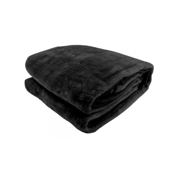 LAURA HILL 800GSM HEAVY DOUBLE-SIDED FAUX MINK BLANKET - BLACK