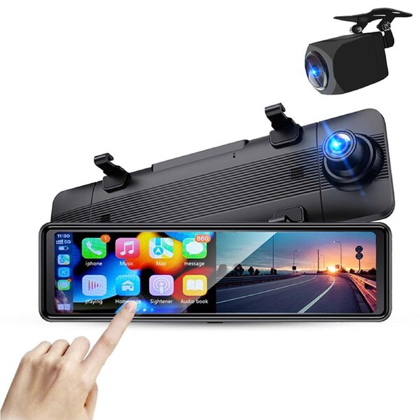 10.99" FHD Touch Screen Car DVR Crash Camera Recorder Bluetooth Sync WiFi GPS Rear Camera