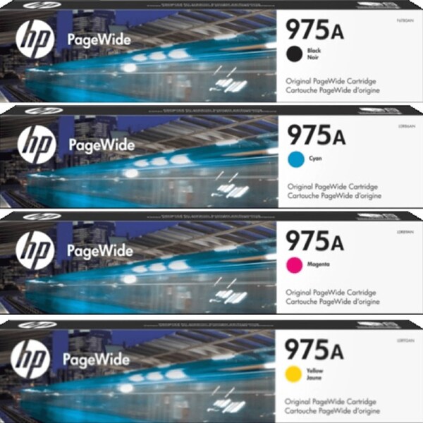 HP 975A Ink Toner Cartridge Set Black/Cyan/Magenta/Yellow PageWide Genuine Original