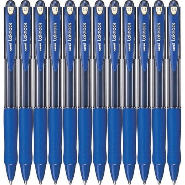Uni-Ball SN-100 Laknock Retractable Ballpoint Pen Broad 1.4mm Blue Box 12
