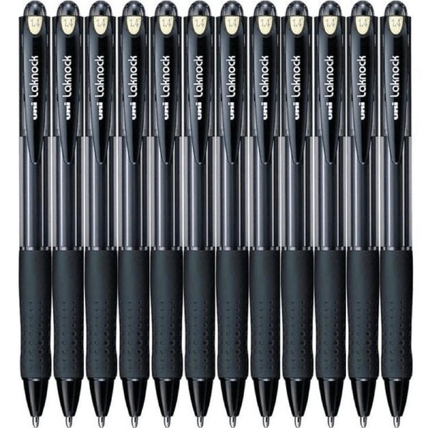Uni-Ball SN-100 Laknock Retractable Ballpoint Pen Broad 1.4mm Black Box 12