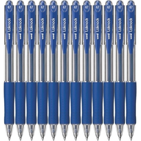 Uni-Ball SN-100 Laknock Retractable Ballpoint Pen Fine 0.7mm Blue Box 12