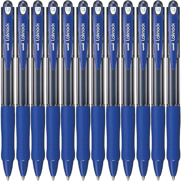 Uni-Ball SN-100 Laknock Retractable Ballpoint Pen Medium 1.0mm Blue Box 12