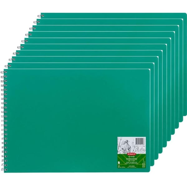 Derwent Academy Visual Art Diary Book A3 Landscape 120 Pages Green Cover 10 Pack
