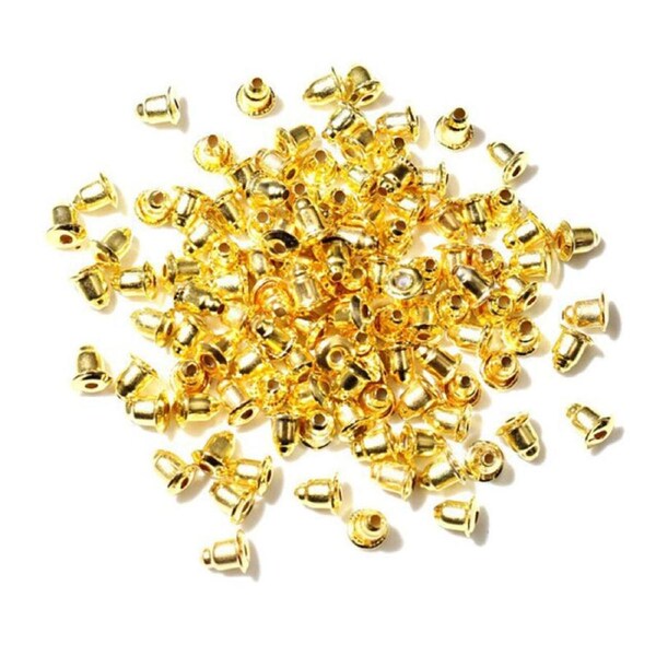 100x Earrings Gold Metal Plug Stud Stoppers Findings Post Bullet Backing Bulk