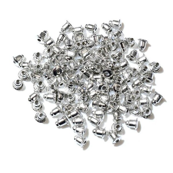 100x Earrings Silver Metal Plug Stud Stoppers Findings Post Bullet Backing Bulk