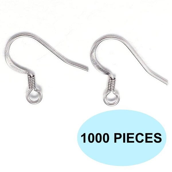1000 Pack Silver Earrings Ear Wire Metal French Shepherd Hook Findings Bulk