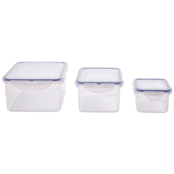 3pc LocknLock Classic Rectangular Food Storage Container Set w/ Lids Clear