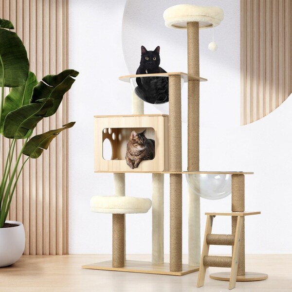 Alopet Cat Tree Tower Scratching Post Scratcher Cats Condo House Bed Furniture 142CM