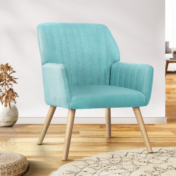 Oikiture Armchair Lounge Sofa Chair Fabric Accent Chairs Armchairs Couches Blue