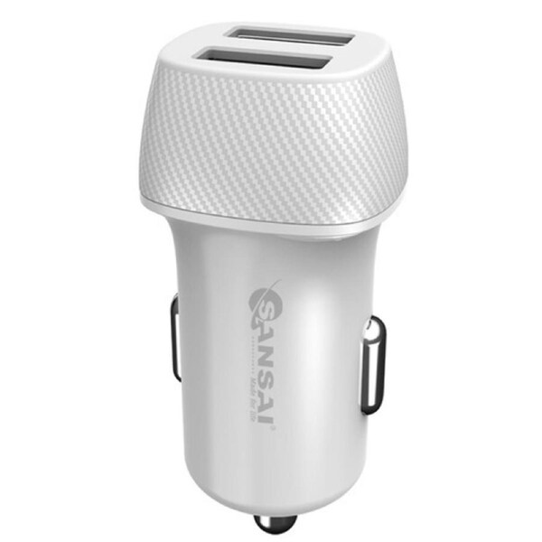 Dual Port USB Car Charger 4.8A White