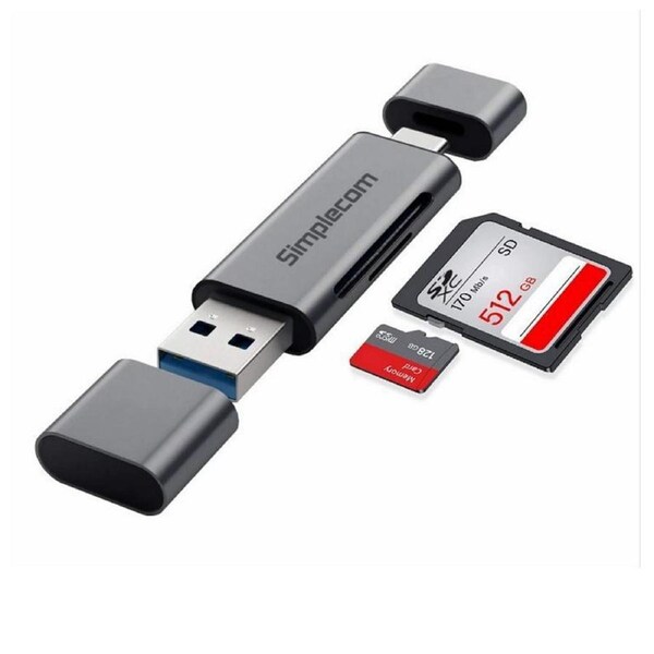 Simplecom CR402 SuperSpeed USB-C and USB-A SD/MicroSD Card Reader USB 3.2 Gen 1 (USB 3.0)