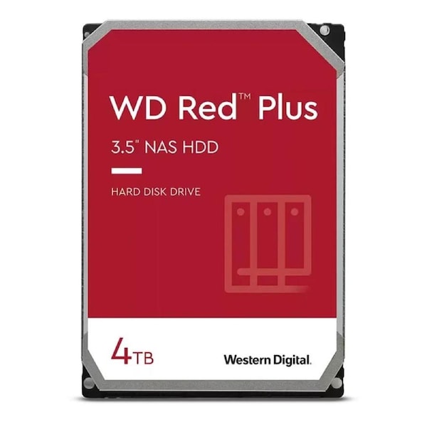 Western Digital WD Red Plus 4TB 3.5' NAS HDD SATA III NAS Hard Drive 5400 RPM 256MB Cache 180MB/S 1mil Hours MTBF 180TB/Year (WD40EFPX)