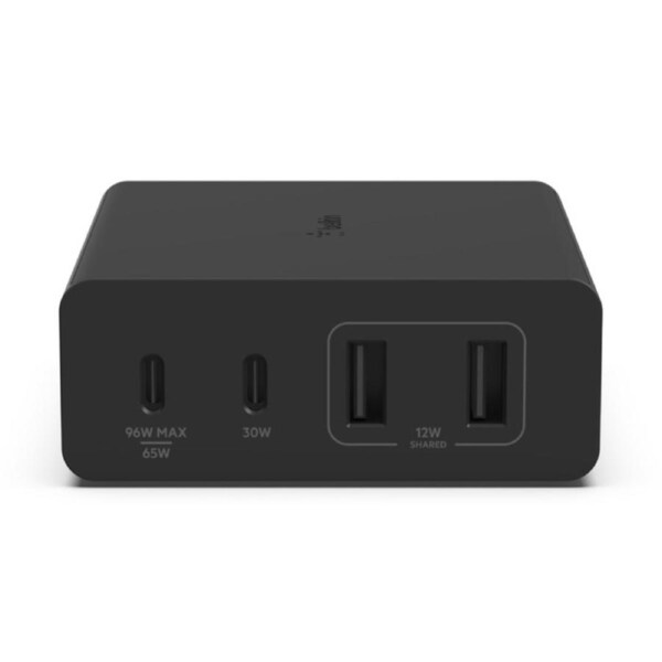 Belkin BoostCharge Pro 4-Port GaN Charger 108W - Black(WCH010auBK) ,2xUSB-C & 2xUSB-A, 2M Cable, Intelligent and Fast Charger, C