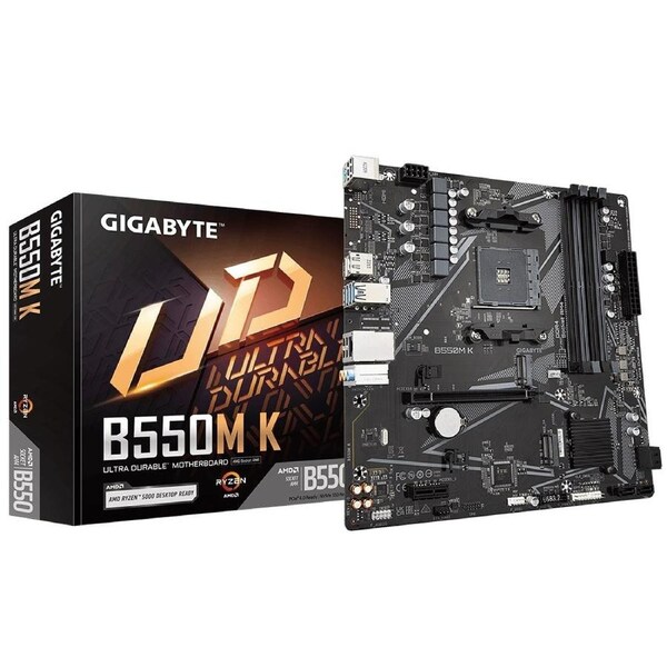 Gigabyte MBG-B550MK AMD AM4 M-ATX Motherboard 4x DDR4~128GB,1x PCIe x16, 1 x PCIe x1, 2x M.2, 4x SATA , 4x USB 3.2, 4x USB 2.0
