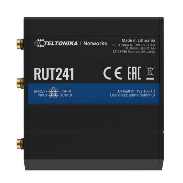 Teltonika RUT241 Industrial Cellular Router, Instant LTE Failover, Compact and Powerful Industrial 4G LTE Router/Firewall, PSU included