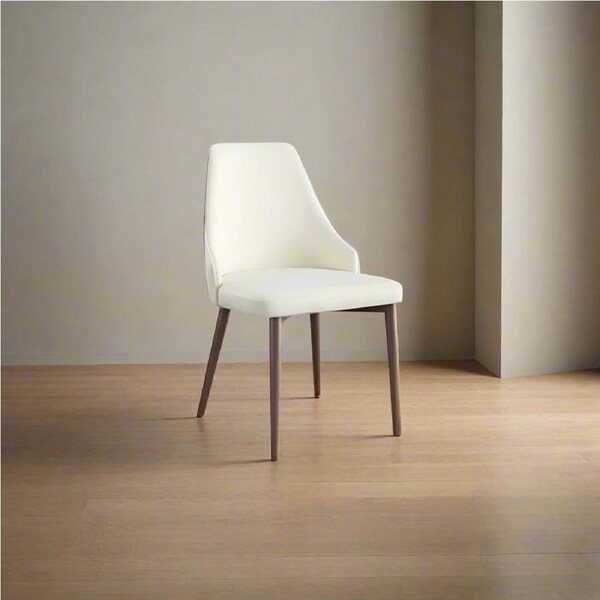 Cosmie PU Leather Dining Chair/Contemporary/Steel Legs/White Seat