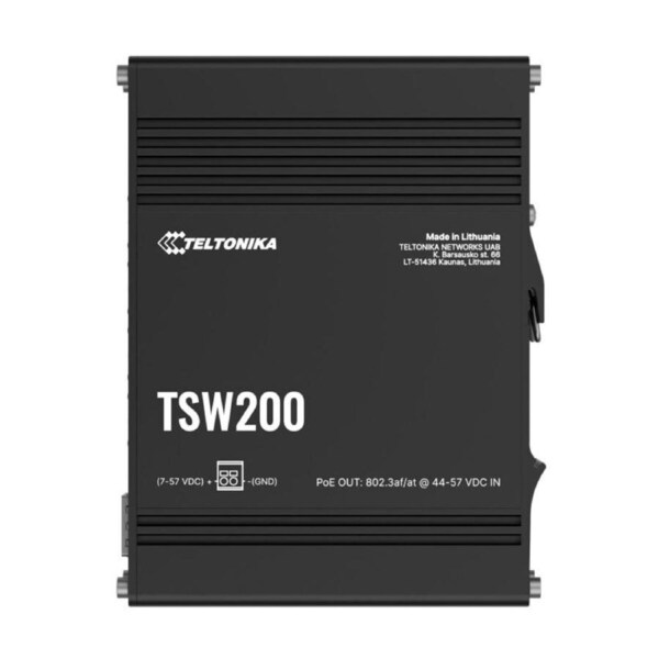 Teltonika TSW200 Industrial PoE+ Ethernet Switch, 2x SFP Ports, 8x PoE+ Ports with speeds up to 1000 Mbps, Power Up to 240 W, PSU excluded