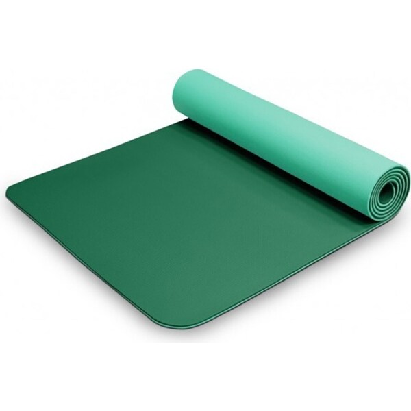 Bodyworx TPE Roll-Up Portable Two-Tone Green Yoga/Pilates Gym Workout Mat
