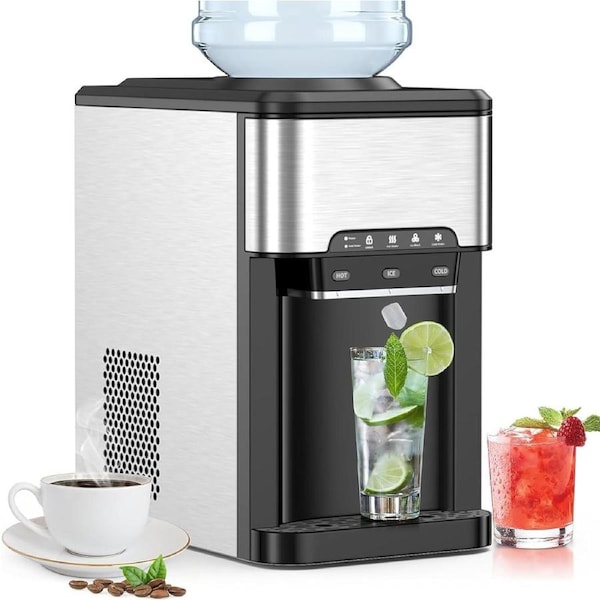 YOPOWER 3 in1 Portable Ice Maker Machine Hot and Cold Water Countertop Water Dispenser