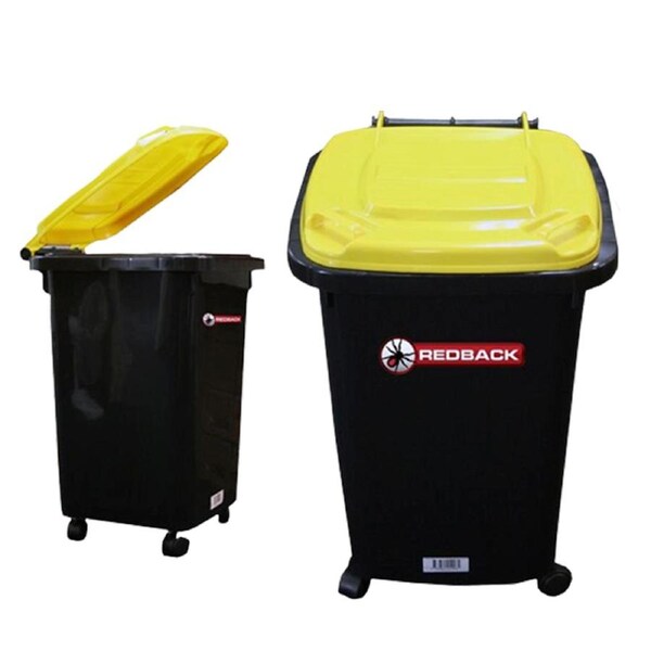 60L Redback Heavy Duty Plastic Wheelie Bin Rubbish Storage Toy Container Tub Bin