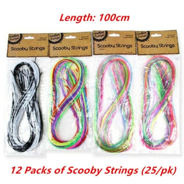 12 Packs SCOOBY STRING 25/PK 100cm Colours Kids Craft Art Jewellery Scoubidoo