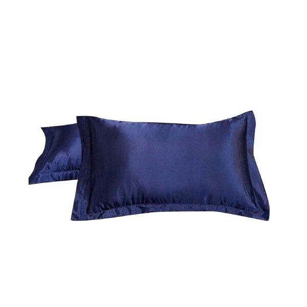 2X Satin Silk Pillow Cases Cushion Cover Pillowcase Home Decor Luxury Bedding - Navy Blue
