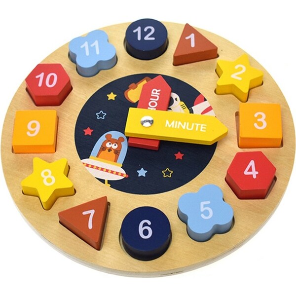 Koala Dream Space Clock Shape Sorter Wooden 21.5cm Puzzle Toy Baby/Kids 12m+