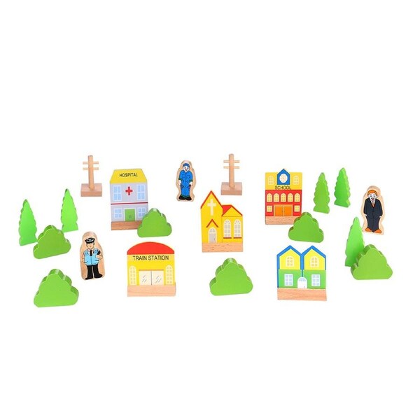 Tooky Toy Town Play Set 24cm Wooden Non-Toxic Toy Activity Kids/Toddler 3y+