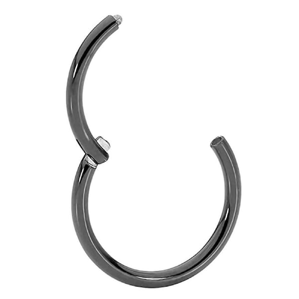 10mm Black Ear Tragus Eyebrow Cartilage Septum Lip Nose Hoop Clicker Ring