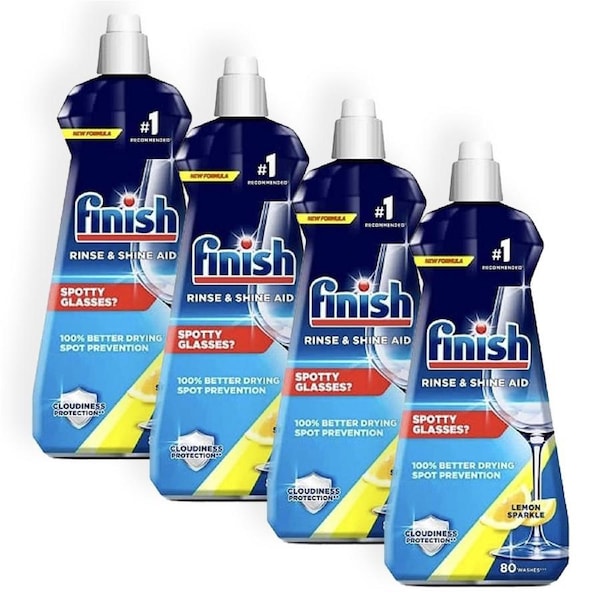 4PK Finish Rinse & Shine Aid Spot Prevention For Dishwasher Lemon Sparkle