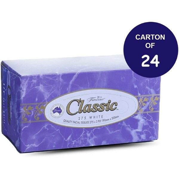 Carton of 24 boxes Finesse 2 Ply Comfort Facial Tissue 250 Sheets/Box