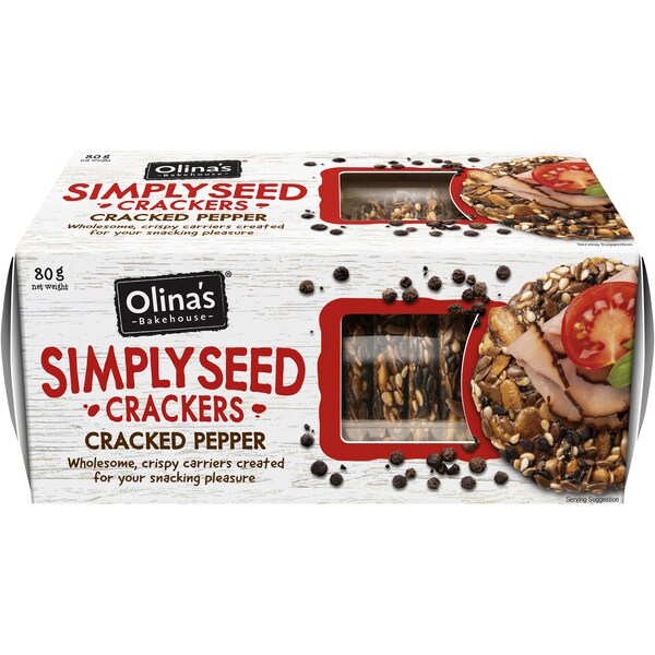 Olina's Bakehouse Simply Seed Crackers Cracked Pepper 80g