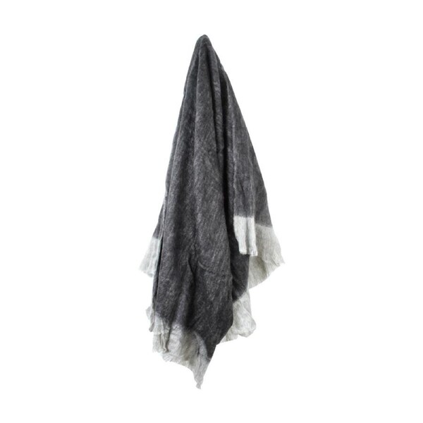 Maine & Crawford Maeve 170x130cm Faux Mohair Throw Blanket w/ Fringing Black