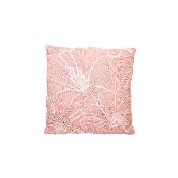 Maine & Crawford Caoimhe Embroidered 46x46cm Floral Cotton Cushion Pillow Pink