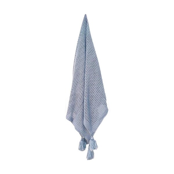 Maine & Crawford Hania 152x127cm Chunky Knit Throw Blanket w/Tassels Smokey Blue