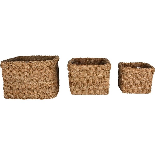 3pc Maine & Crawford Yallingup 27/35/43cm Seagrass Square Basket Storage Natural