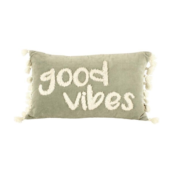 Maine & Crawford Bayla 51x31cm Cotton Embroidered Cushion Pillow w/ Frill Sage