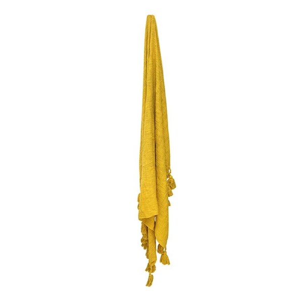 Maine & Crawford Neo 170x130cm Cotton Throw Sofa Blanket w/Giant Tassels Mustard
