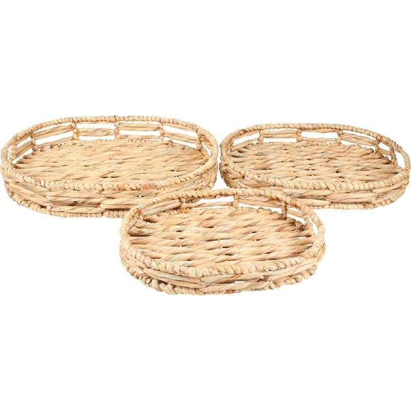 3pc Maine & Crawford Yeyo 35/40/45cm Water Hyacinth Basket Storage Set Natural