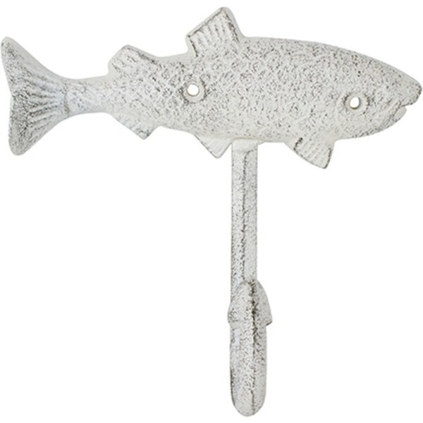 Maine & Crawford Baylor 16x15cm Cast Iron Fish Hook Hanger Storage Decor White