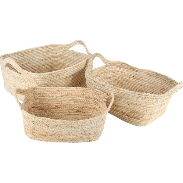 3pc Maine & Crawford Eve 30/35/40cm Storage Basket Organiser w/ Handle Natural